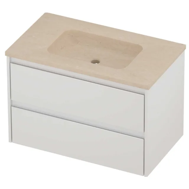 Proline Rollo Badmeubelset Hardsteen Elegant 80x46x54 cm Sand Stone Glans Wit
