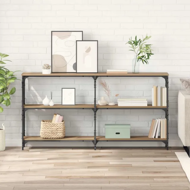 vidaXL Wandtafel Artisan Eiken 156 x 28 x 80,5 cm Bewerkt hout, foto 2