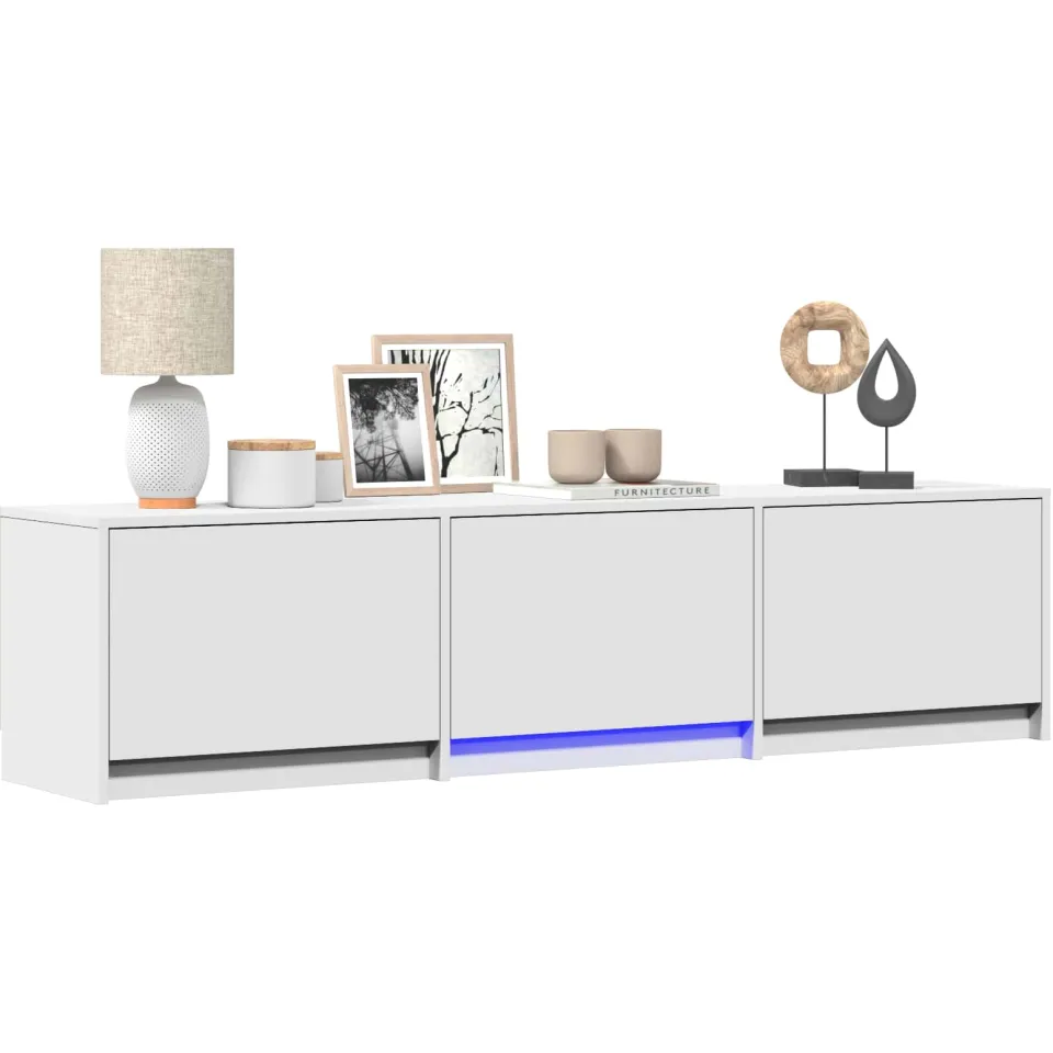 vidaXL TV-kast met LED 165 x 34 x 40 cm Wit Geconstrueerd hout