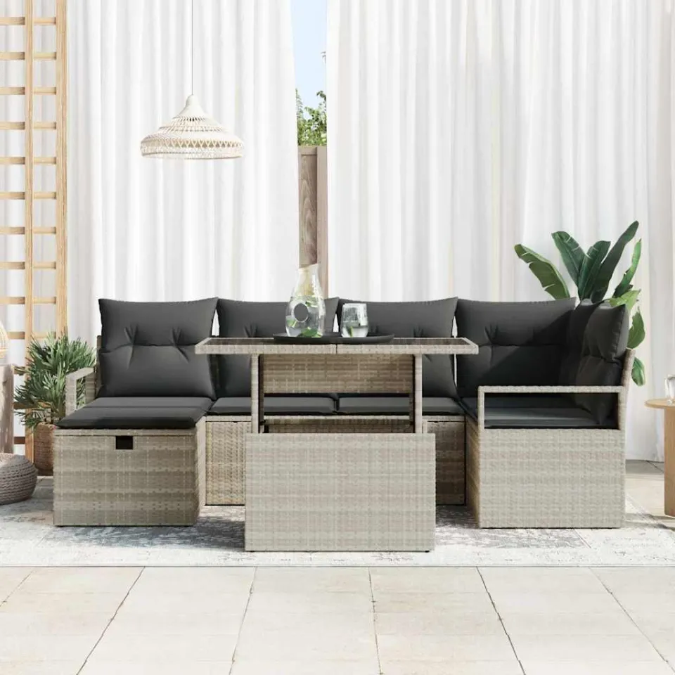 vidaXL Tuin Sofa Set 11 st poly rattan grijs, foto 3