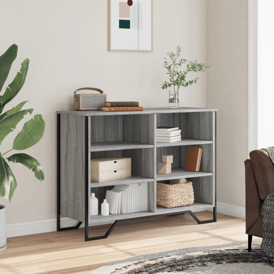 vidaXL Dressoir 101x35,5x74,5cm bewerkt hout grijs sonoma eikenkleurig, foto 2