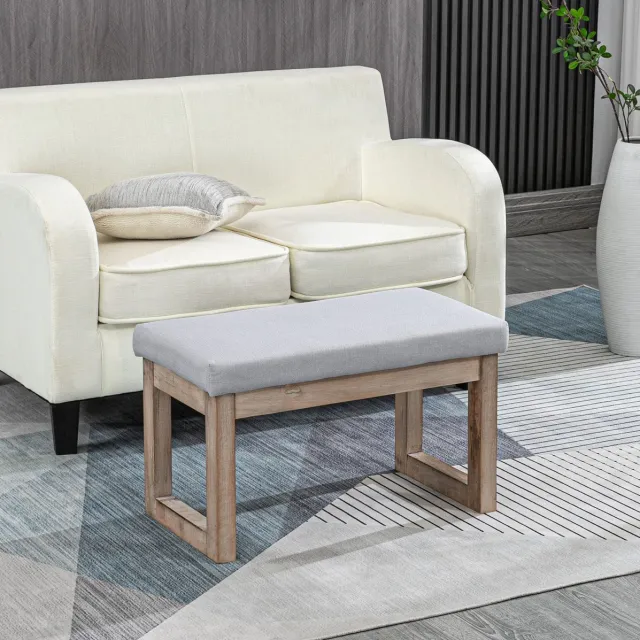 MODENUIT Voetenbankje 68 x 38 x 42 cm - Gestoffeerde Zitting - Voor Woonkamer En Slaapkamer - Stof - Grijs