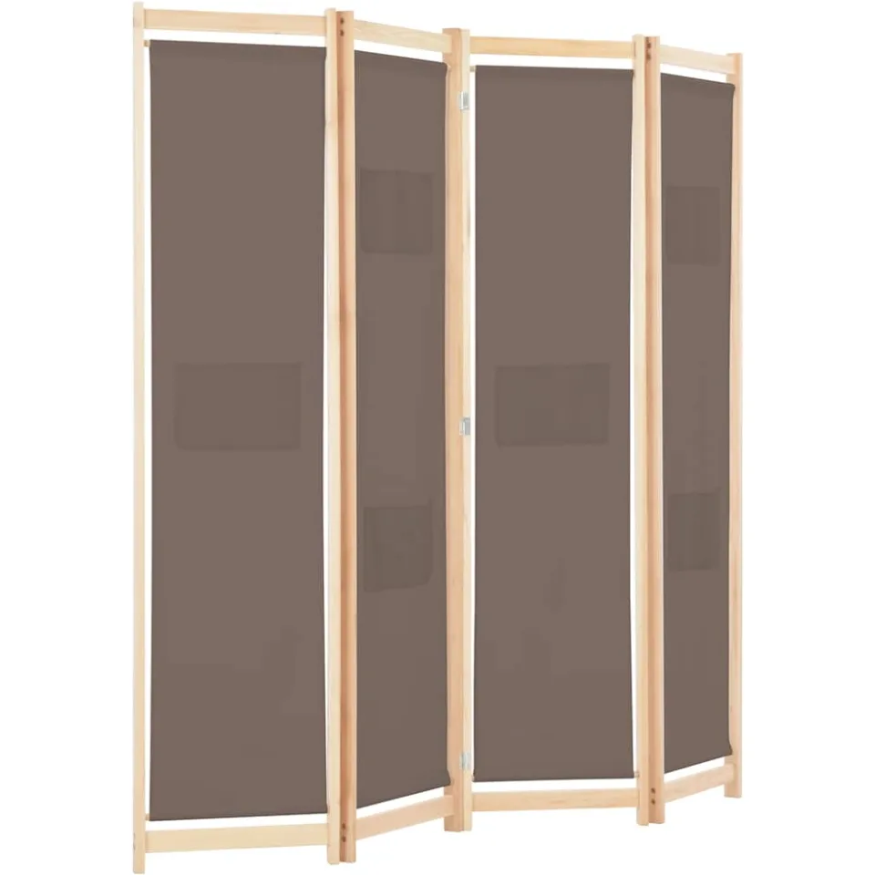 vidaXL Kamerscherm met 4 panelen 160x170x4 cm stof bruin, foto 3