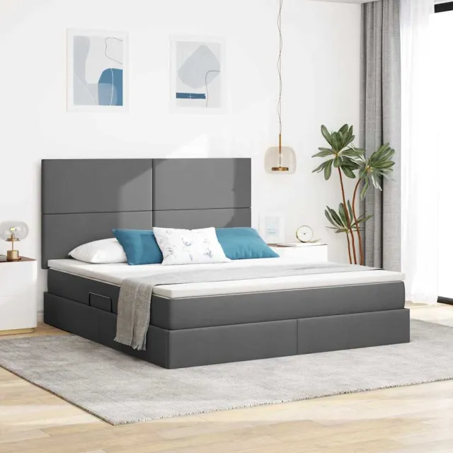 vidaXL Opslag bed met matras met opslag Donkergrijs 180 x 200 cm Stof