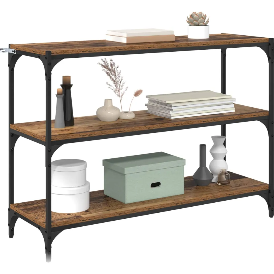 vidaXL Boekenkast Oud hout 100 x 33 x 70,5 cm Gemonteerd hout en ijzer Bruin