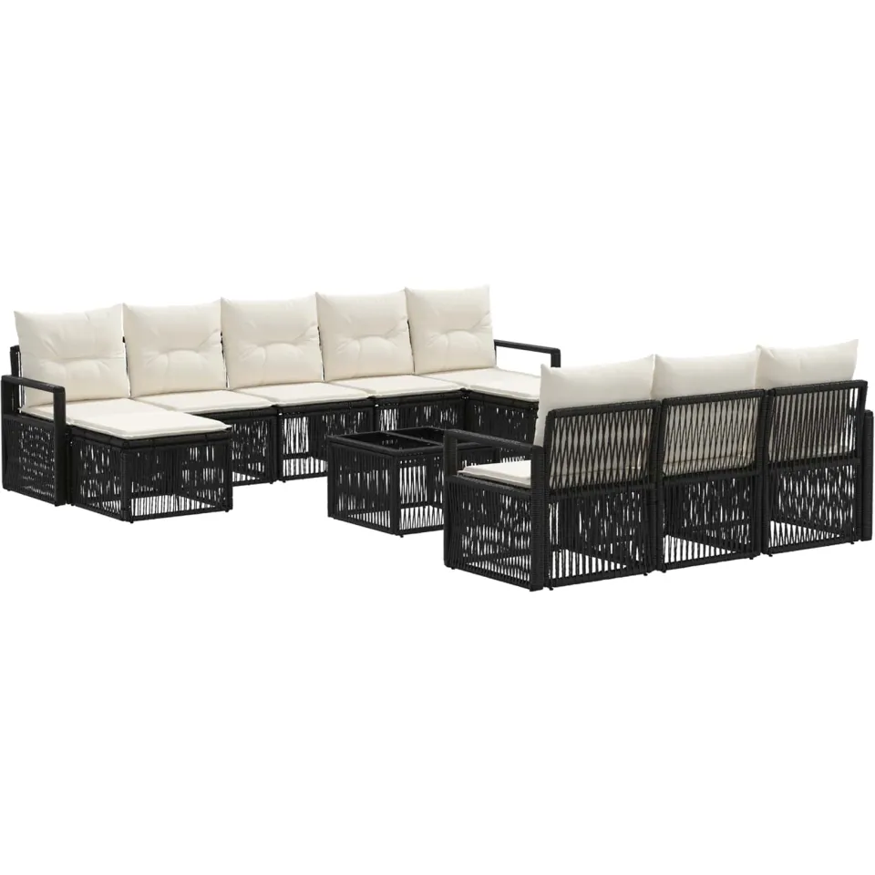 vidaXL Tuinbankenset 11 st Zwart poly rattan, foto 3