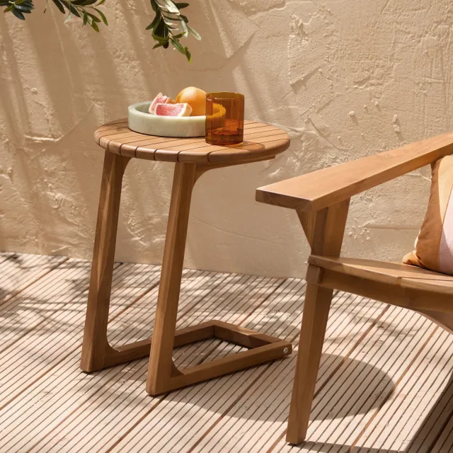 NOUS Garden teak bijzettafel Volta (Ø40 cm) Naturel