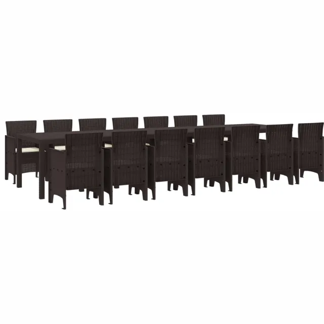 vidaXL Tuin Eettafelset met kussens 15 st Bruin PP, foto 2