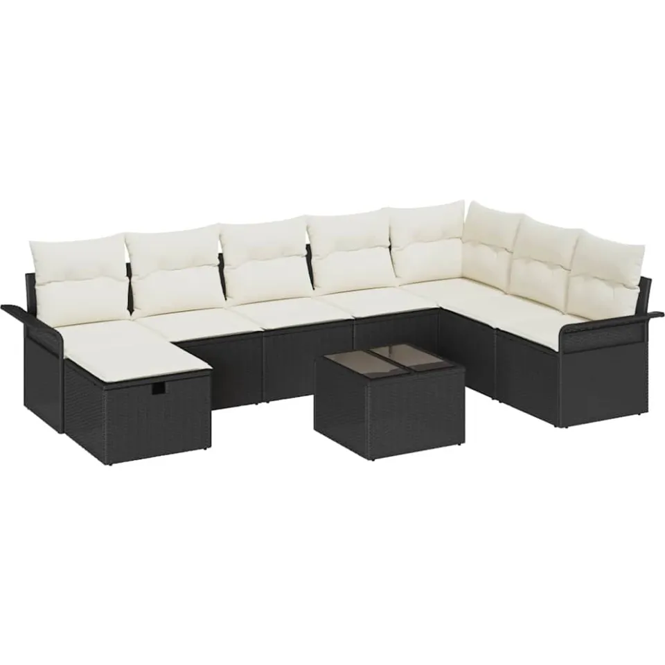 vidaXL Tuin Sofa Set 9 st Poly riet bruin