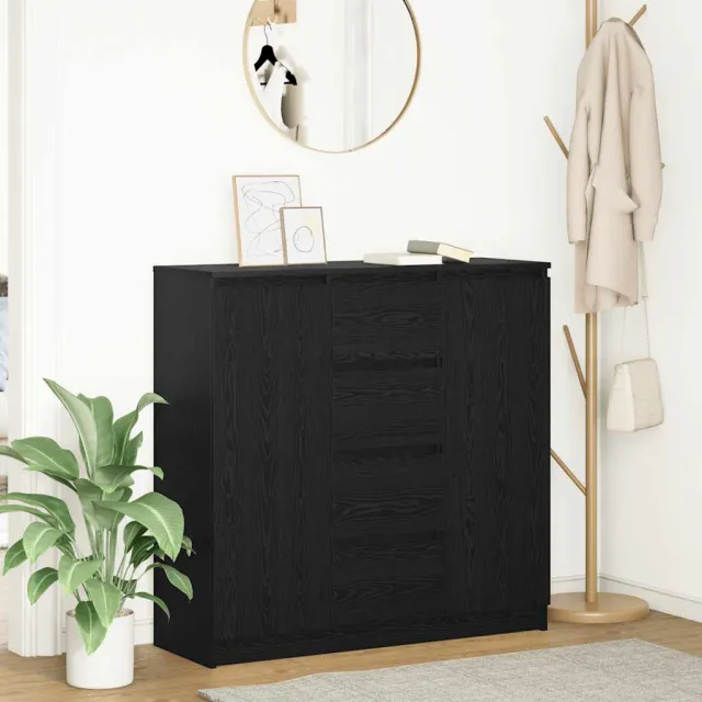 vidaXL Dressoir met lades 100,5x35x98,5 cm spaanplaat zwart eiken, foto 2