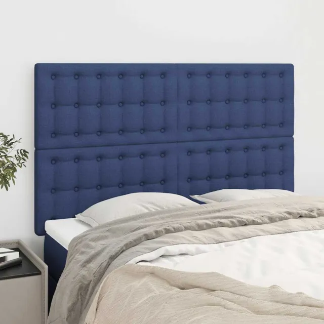 vidaXL Hoofdbord blauw 144x5x118/128 cm stof