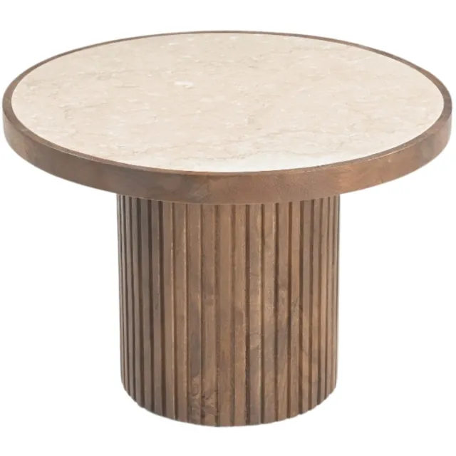 DÉJA Living Salontafel Tervo - Donkerbruin Marmer - Ø60cm