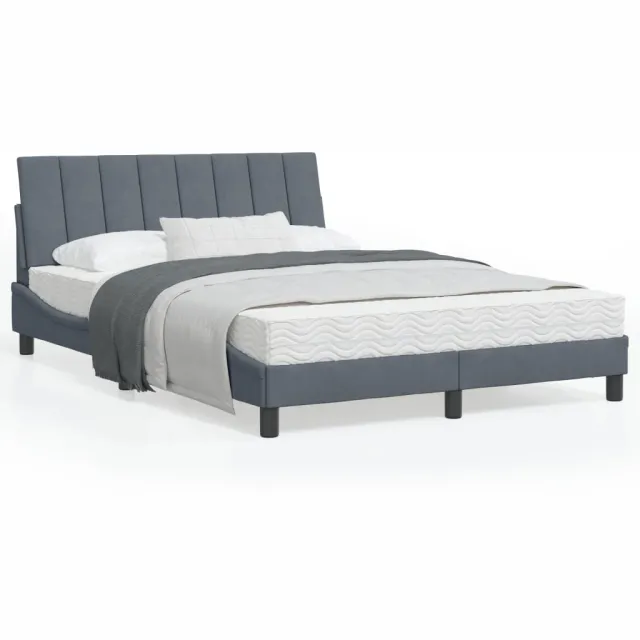 vidaXL Bed met matras "Hanko" fluweel donkergrijs 120x200 cm