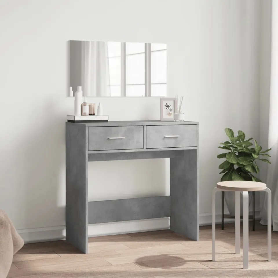 vidaXL Kaptafel met spiegel 80x39x80 cm betongrijs grijs, foto 2