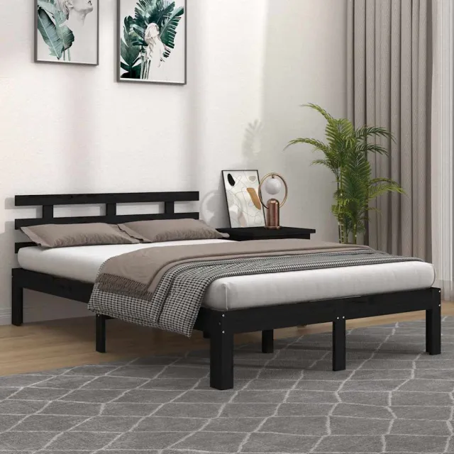 vidaXL Bedframe massief hout zwart 200x200 cm