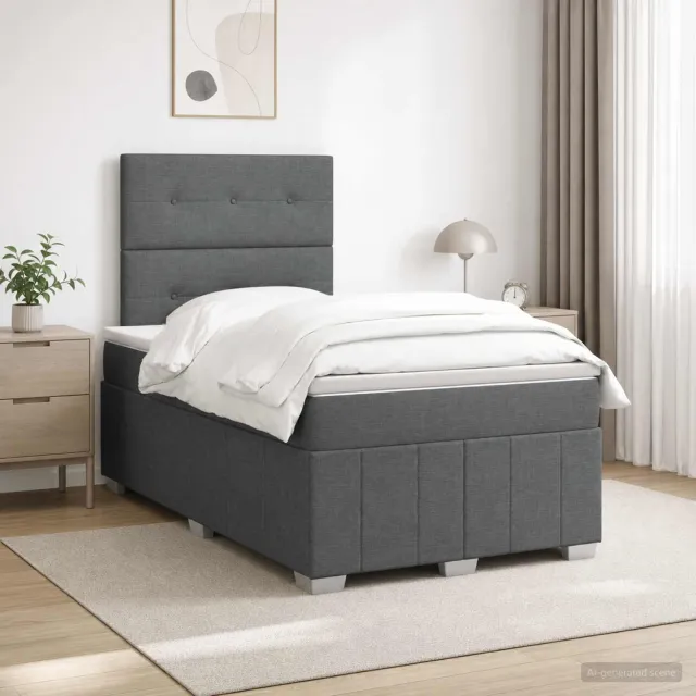 vidaXL Boxspringbed met matras Donkergrijs 120 x 190 cm Stof