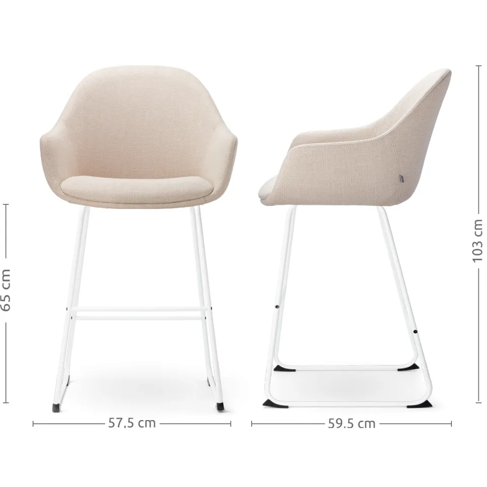 Nolon Nino-Mae barkruk beige - wit onderstel - 65 cm, foto 4