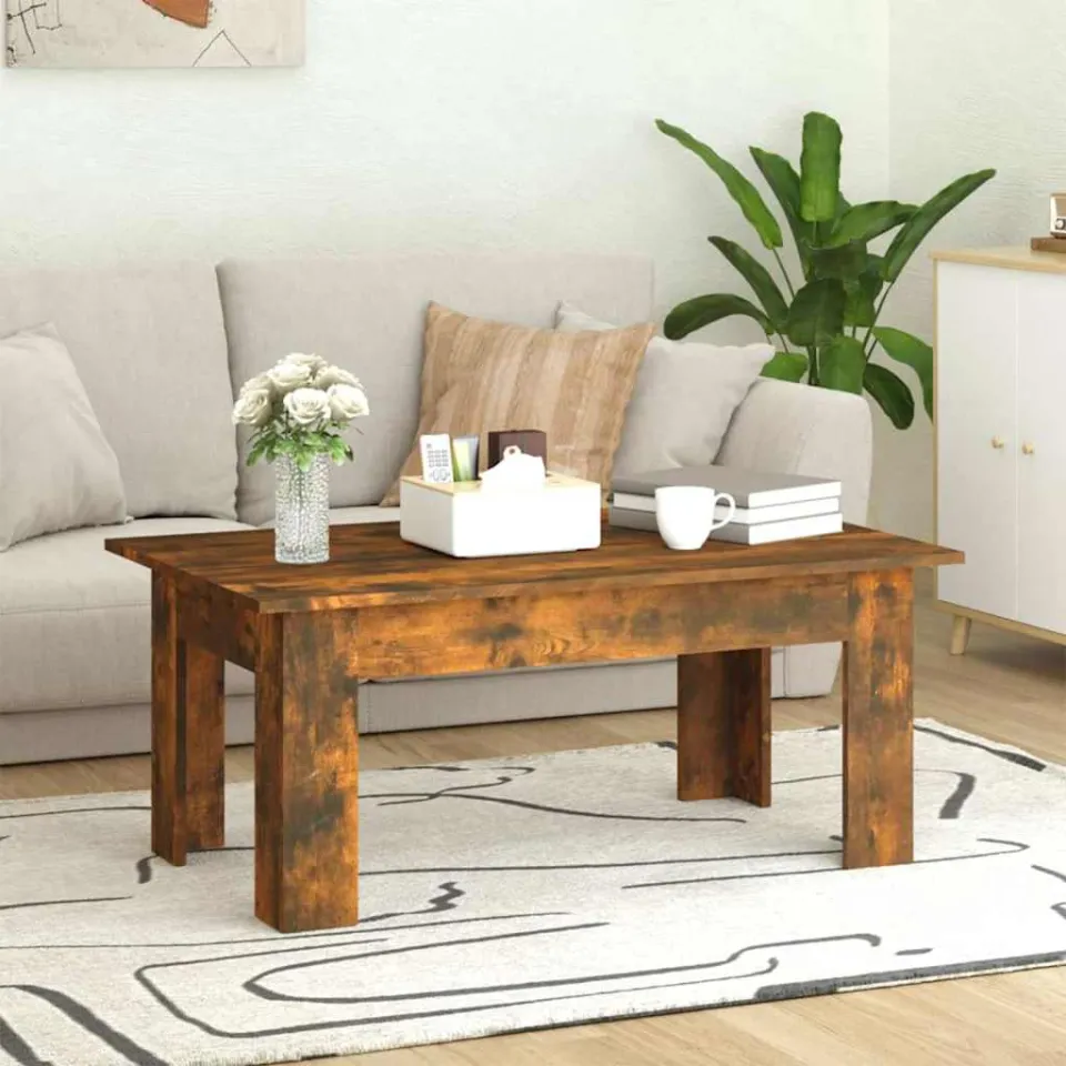 vidaXL Salontafel 100x60x42 cm bewerkt hout gerookt eikenkleurig, foto 2