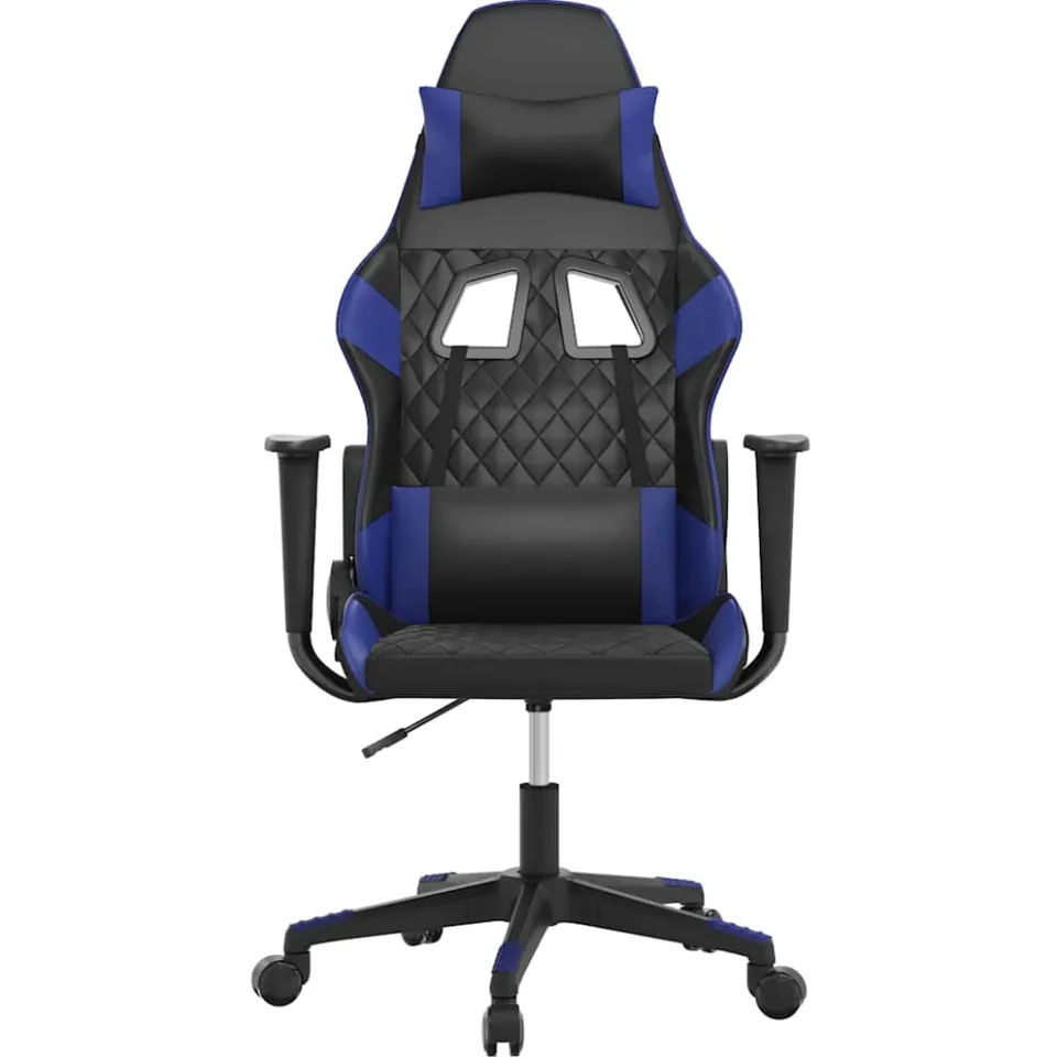 vidaXL Gamestoel kunstleer zwart en blauw