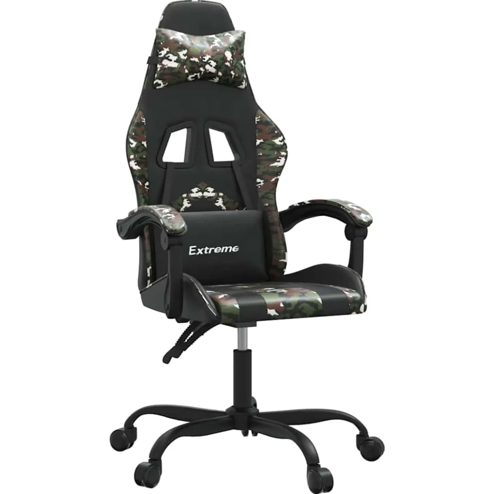 vidaXL Gamestoel draaibaar kunstleer zwart en camouflage, foto 3