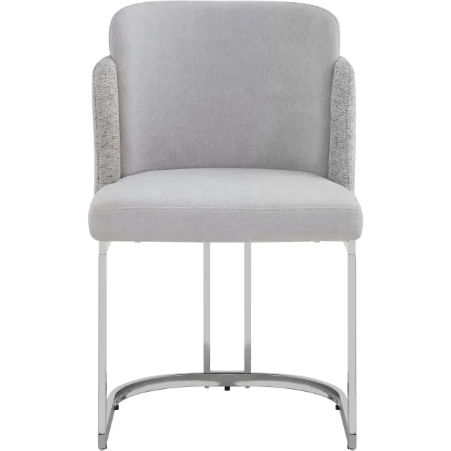 SONNENH Eetkamerstoelen set van 2 - Lichtgrijs chenille - Zilverkleurig sledeframe - Gepolsterd met armleuningen Lichtgrijs met zilverkleurig onderstel
