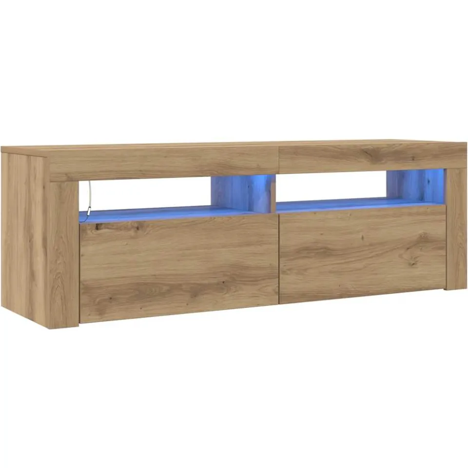 vidaXL Tv-meubel met LED 120x35x40 cm bewerkt hout artisanaal eiken