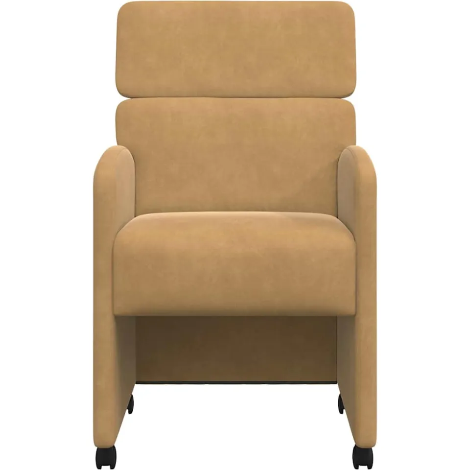 vidaXL Eetkamerstoelen met Wieltjes 2 st Fluweel Bruin 58 x 65 x 98 cm, foto 4