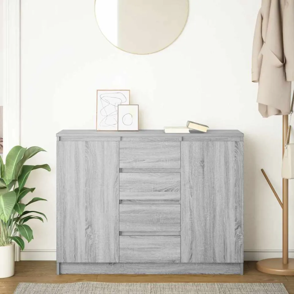 vidaXL Dressoir met lades 100,5x35x76 cm spaanplaat grijs Sonoma, foto 3
