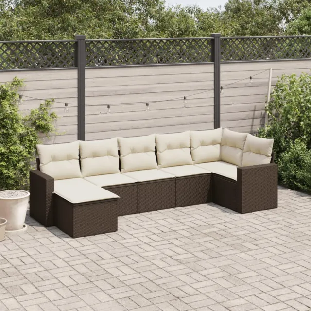 vidaXL 7-delige Loungeset met kussens poly rattan bruin, foto 2