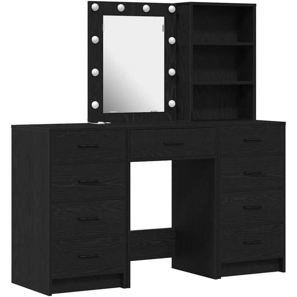 vidaXL Plafondtafel 3 st Zwart 40 x 41 x 135 cm Bewerkt hout, foto 3