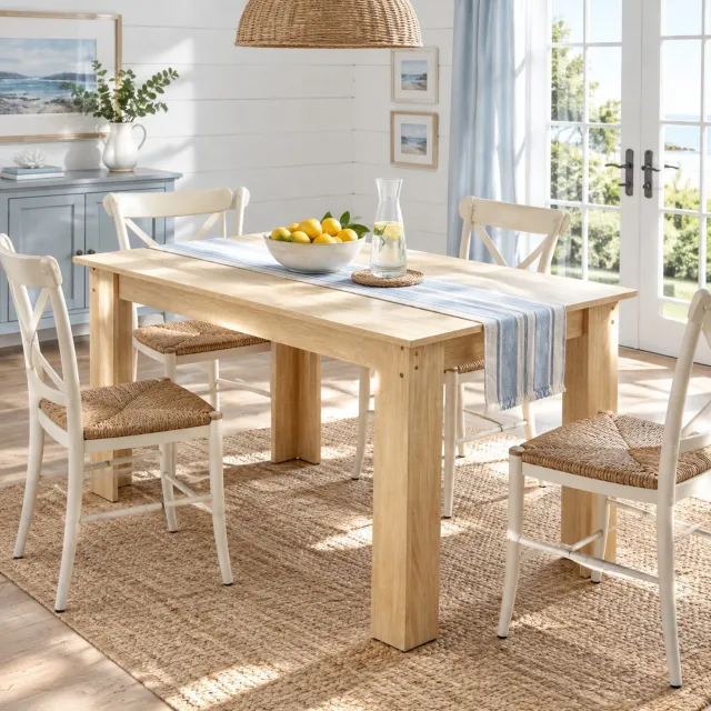 CHICFURN Eettafel - 4-6 personen - Kras- en waterbestendig - Rechthoekig - Eikenkleur