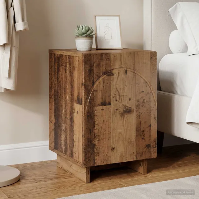 vidaXL Nachtkastje Oud hout 33,5 x 34,5 x 50 cm Bewerkt hout bruin, foto 2