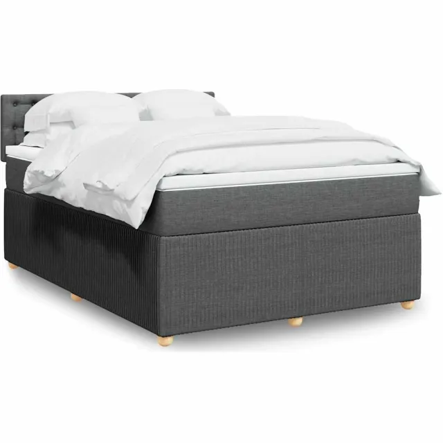 vidaXL Boxspring met matras stof donkergrijs 140x190 cm grijs