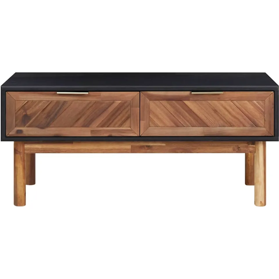 vidaXL Salontafel 90x50x40 cm massief acaciahout en MDF bruin, foto 3