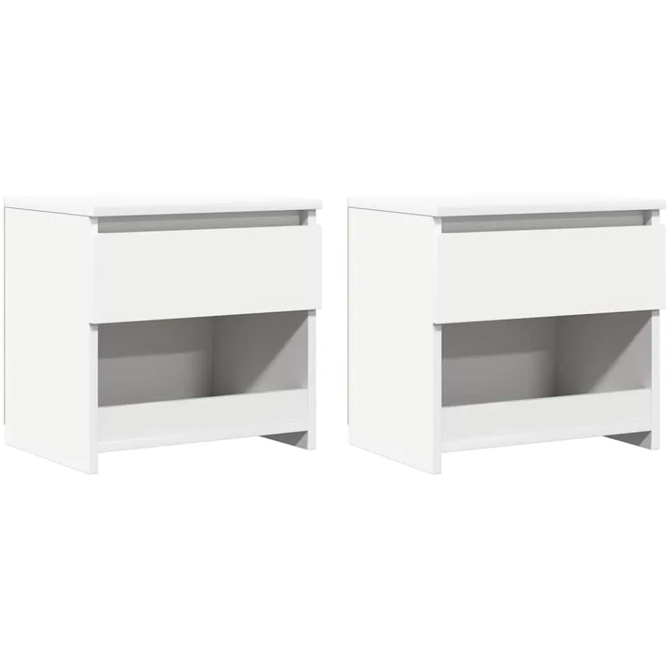 vidaXL Nachtkastjes 2 st 40x30x39 cm bewerkt hout wit, foto 3