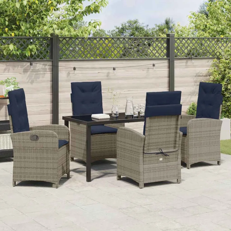 vidaXL Tuin eettafelset 5 st Grijs poly rattan, foto 3