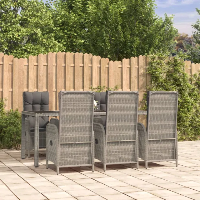 vidaXL 7-delige Tuinset met kussens poly rattan grijs, foto 2