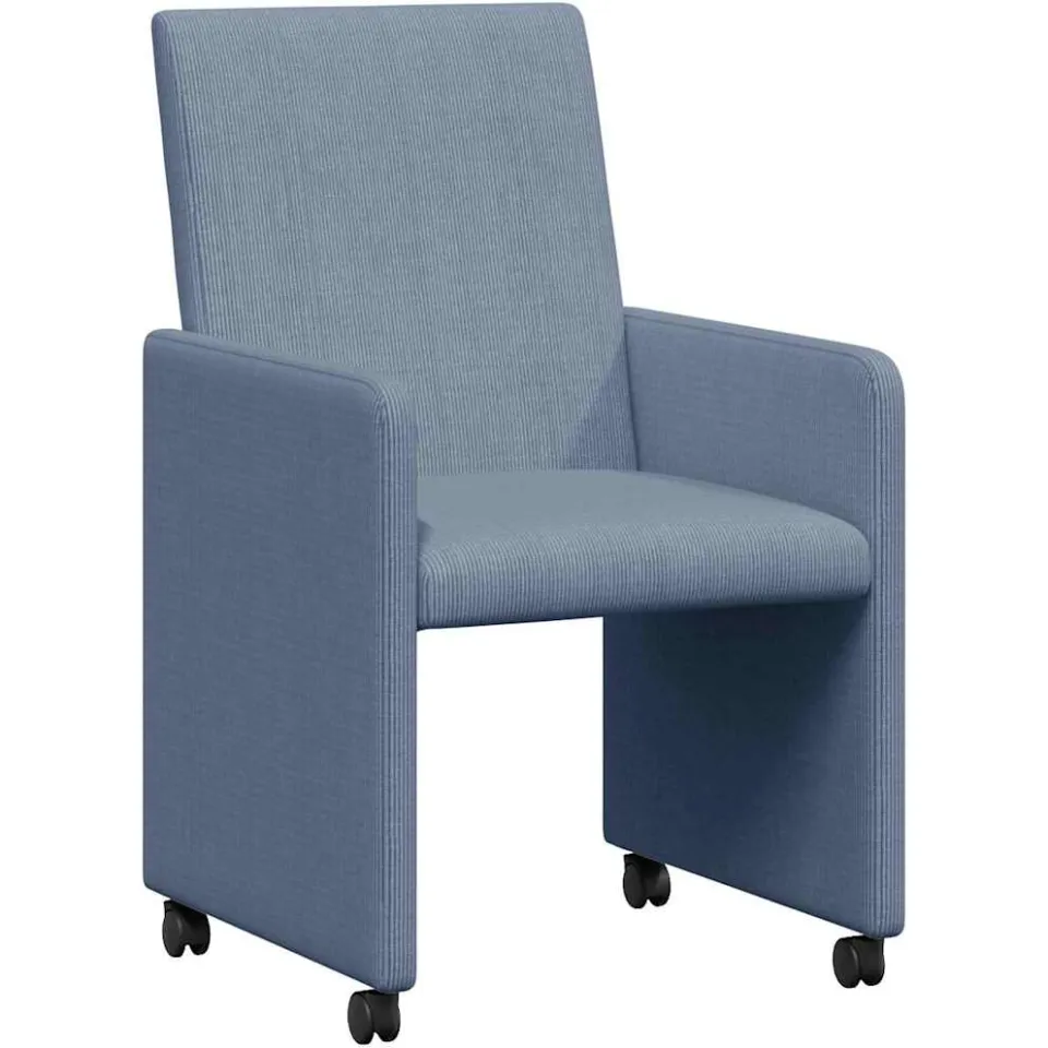 vidaXL Eetkamerstoelen met Wieltjes 2 st Katoenen stof Blauw, foto 3