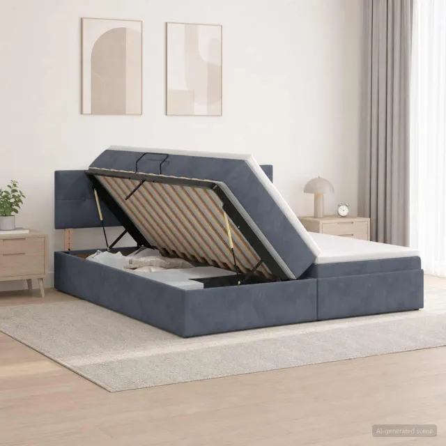 vidaXL Opslag bed met hoofdeinde 2 st Donkergrijs