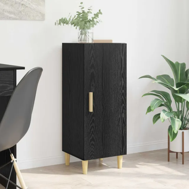 vidaXL Dressoir Zwart Eiken 34,5 x 34 x 90 cm Bewerkt hout, foto 2