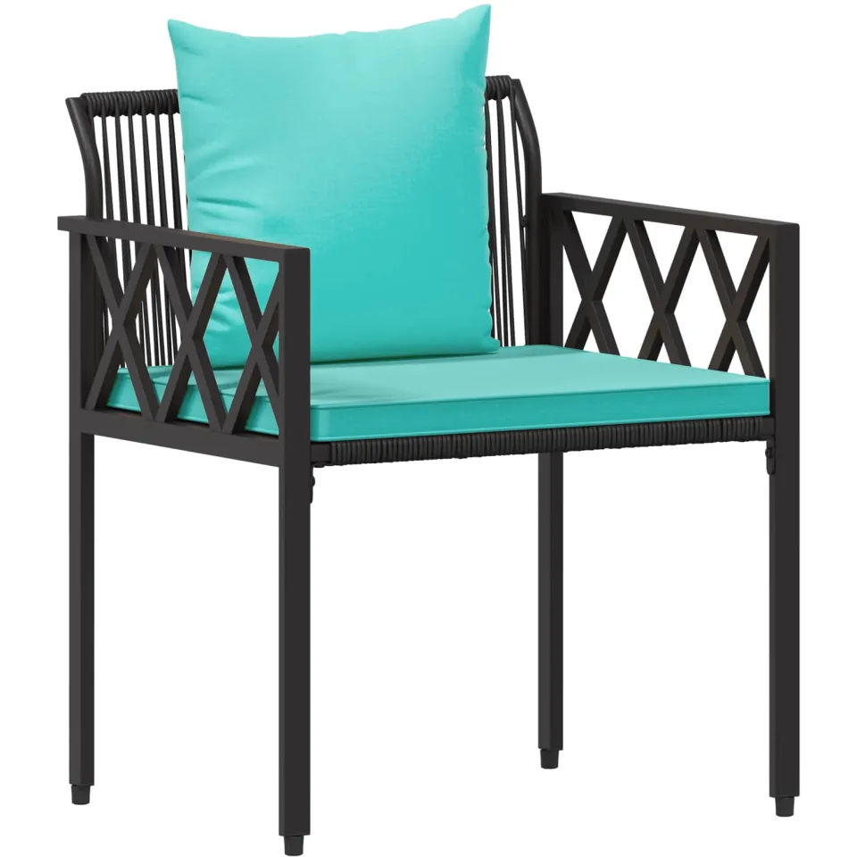vidaXL Tuinmeubelset 4 st Zwart en Turquoise poly rattan, foto 4