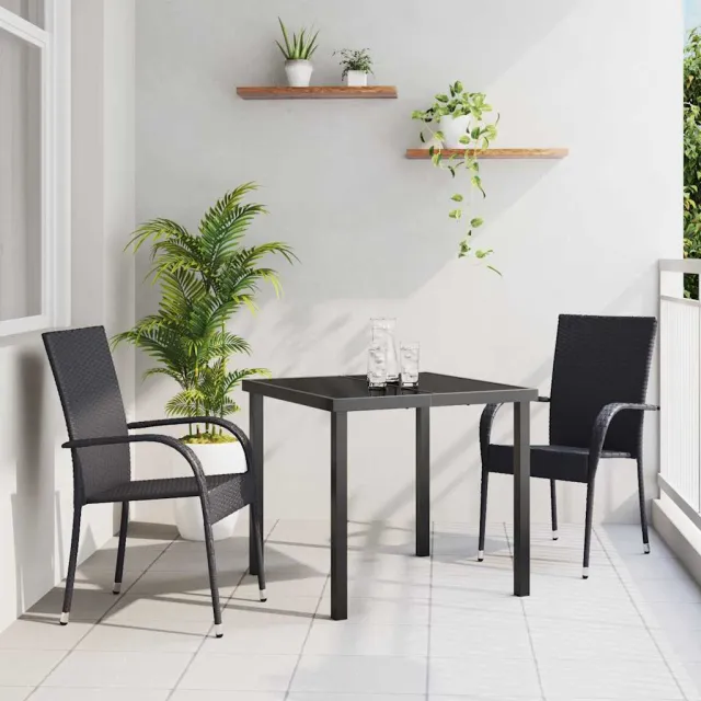 vidaXL Tuin eettafelset 3 st Zwart Gepoedercoat staal, foto 2