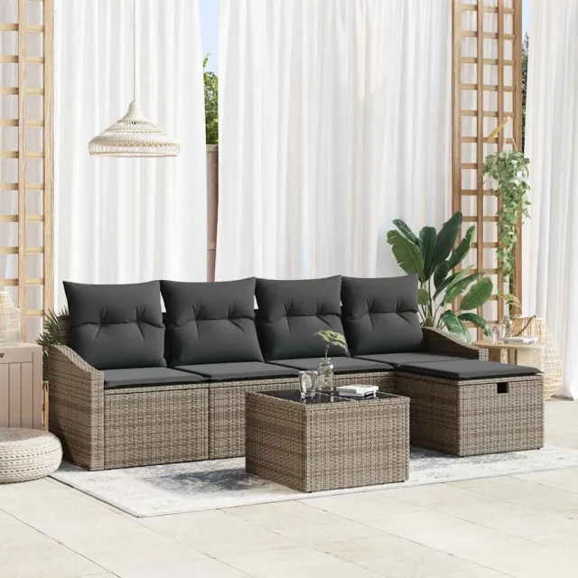 vidaXL Tuin Sofa Set 6 st Grijs poly rattan, foto 2