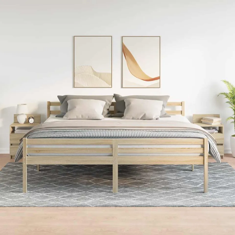 vidaXL Nachtkastjes 2 st met 2 lades 40x33x60 cm sonoma eikenkleurig, foto 2