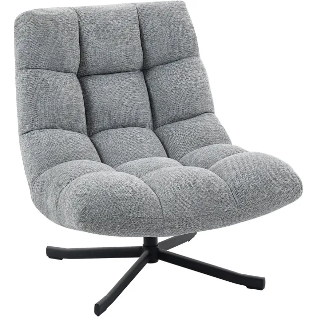 Homona Draaifauteuil - 360° draaibaar - Met chenille bekleding en brede zitting - Zonder armleuningen - 75 x 95 x 90 cm - Grijs