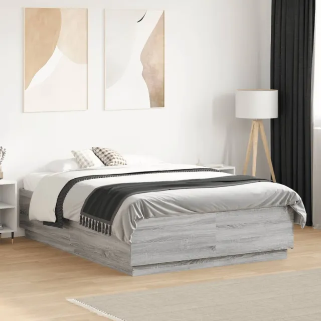 vidaXL Bedframe bewerkt hout grijs sonoma eikenkleurig 120x190 cm
