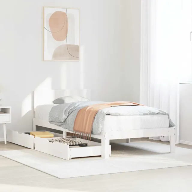 vidaXL Bedframe met lades massief grenenhout wit 90x200 cm