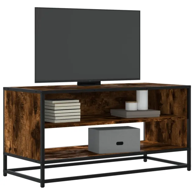 vidaXL Tv-meubel 91x40x46 cm bewerkt hout metaal gerookt eikenkleurig Bruin