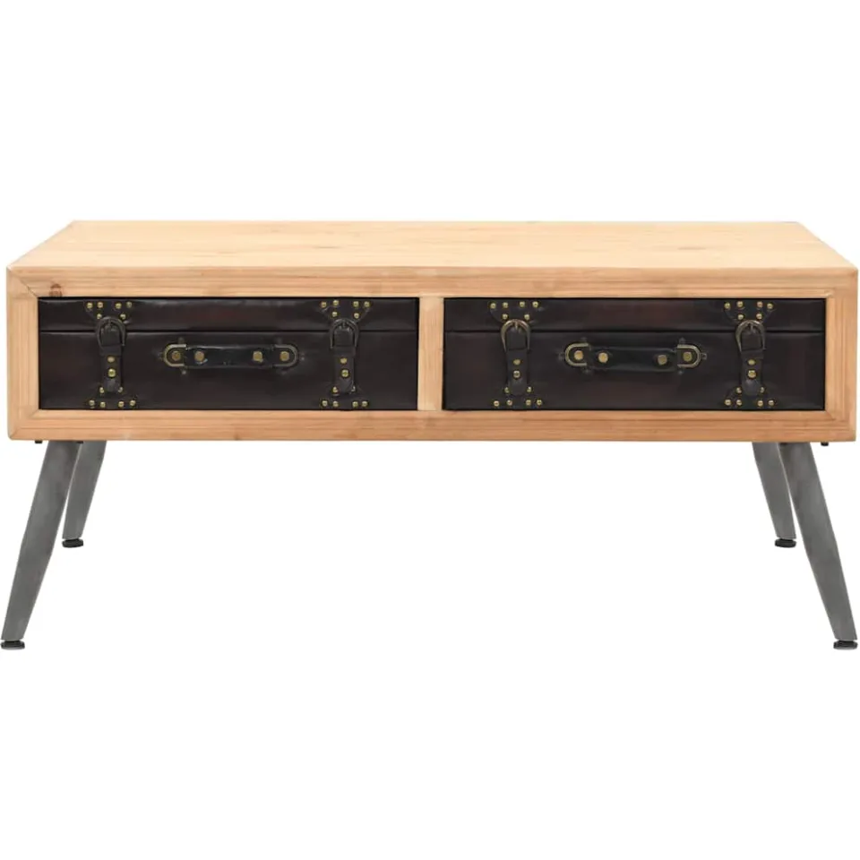 vidaXL Salontafel 115x55x50 cm massief vurenhout bruin, foto 2