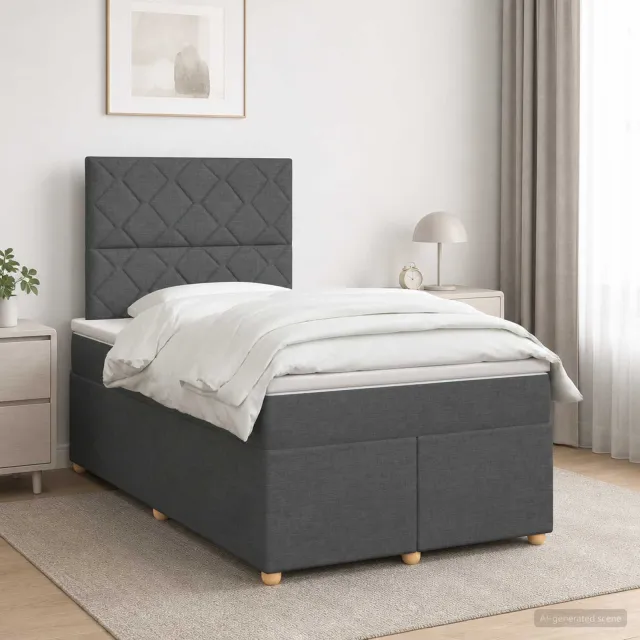 vidaXL Boxspringbed met matras Donkergrijs 120 x 200 cm Stof